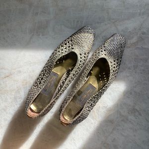 Sesto Meucci woven metallic block heels